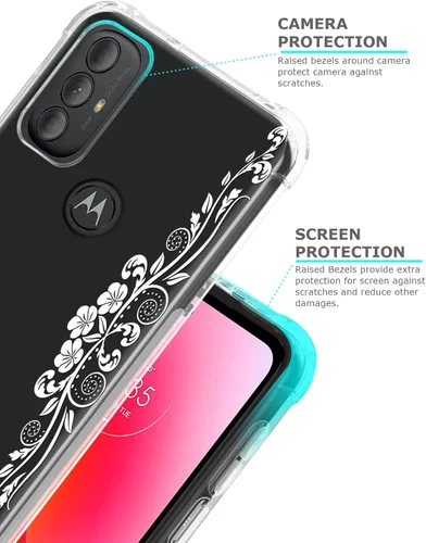 Vista 4 de Funda transparente floral para Moto G Power 2022/Moto G Pure para mujeres/niñas, bonita funda de teléfono, diseño de flores, delgada, suave