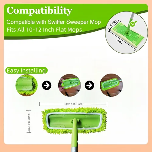 Vista 2 de Almohadillas reutilizables de felpilla compatibles con trapeadores Swiffer Sweeper de 10-12 pulgadas