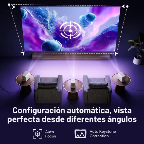 Vista 4 de Aurzen Roku TV D1R Cube - Proyector inteligente para exteriores con WiFi