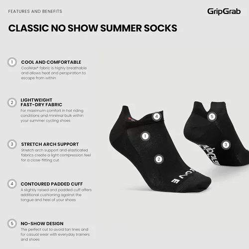Vista 4 de GripGrab Classic No-Show Cycling Socks - Low-Cut Summer Liner Sock Short Negro - 1 par
