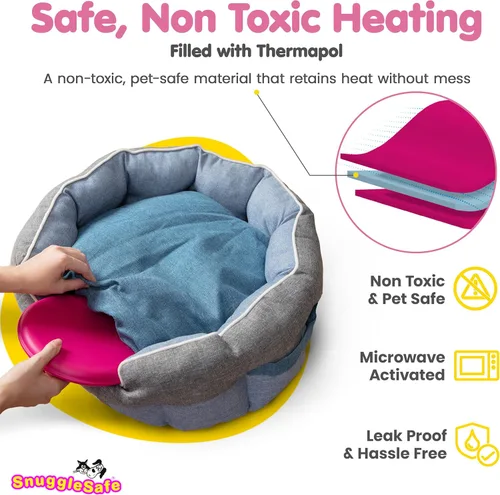 Vista 3 de Cama para mascotas, con almohadilla de calefacción para calentar en microondas