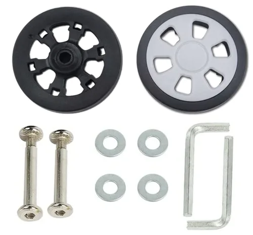 Vista 6 de Ruedas de repuesto para maleta de equipaje, ruedas giratorias de goma, kits de reparación de rodamientos (2 unidades, 1.969 x 0.591 in), color negro