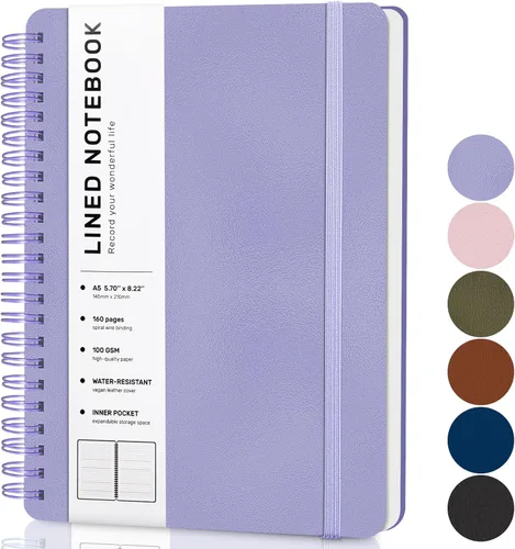 Vista 20 de Cuaderno rayado en espiral, cuaderno en espiral A4, 8.5 x 11 pulgadas, papel grueso de 100 GSM, cuadernos de diario encuadernados en espiral