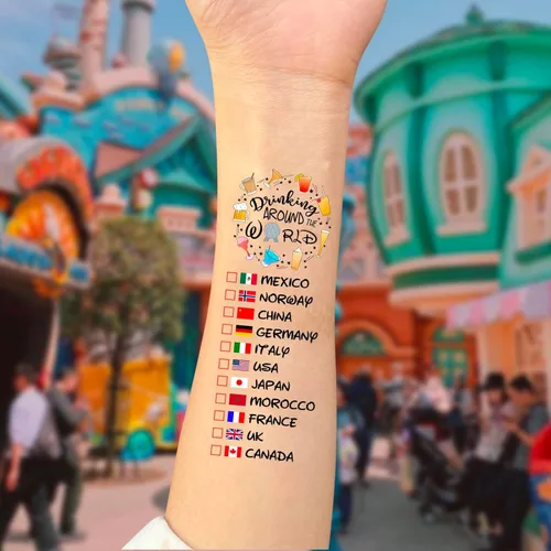 Vista 5 de Beber alrededor del mundo - Paquete de 2 tatuajes temporales