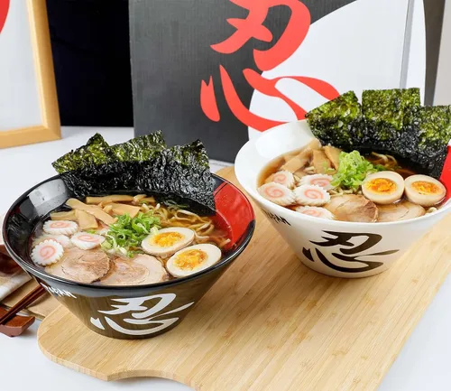 Vista 6 de Juego de cuencos de cerámica japonés para ramen (blanco, 60 onzas)