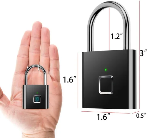 Vista 7 de Candado de huellas dactilares AICase, ultraligero, con un solo toque, con carga USB para gimnasio, deportes, casillero para empleados escolares