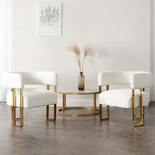 Vista 12 de Silla de acento barril para sala de estar con patas de metal dorado, silla lateral de terciopelo suave tapizada para dormitorio, sillón de lectura