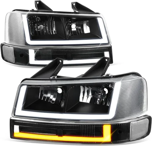 Vista 12 de Faros y luces de parachoques Auto Dynasty compatibles con 03-24 Chevy Express GMC Savana 1500-4500, con luces DRL E-LED de Switchback, lado