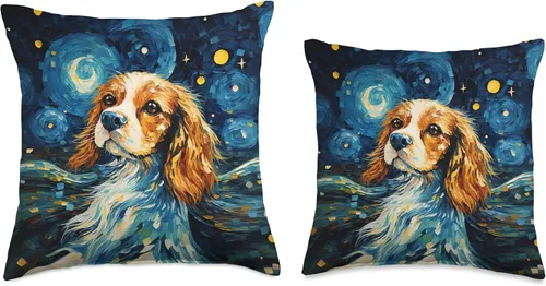 Vista 3 de Spaniel Puppy Dogs Starry Night Cocker Spaniel o Cavalier King Charles - Almohada de 16 x 16 pulgadas, multicolor