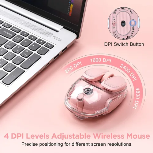 Vista 3 de Q9 Ratón de Computadora Inalámbrico, Ratón 2.4GHz/Bluetooth, Ratón Óptico Ergonómico con Iluminación RGB, Clics Silenciosos, 4800 DPI, 4 Niveles