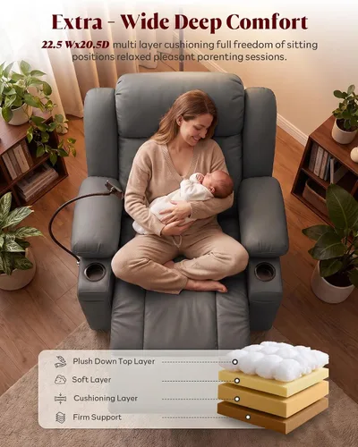 Vista 7 de Silla reclinable giratoria eléctrica con reposabrazos ajustables Gris