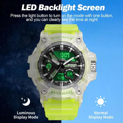 Vista 6 de Relojes militares para hombre, digital, 164.0 ft, resistente al agua, reloj deportivo de cara grande, táctico, luz de fondo, alarma, cronómetro