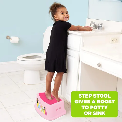 Vista 5 de Disney Princess Loving Life Taburete Escalón - Taburete para niños, entrenamiento para ir al baño, antideslizante, baño, cocina, ligero