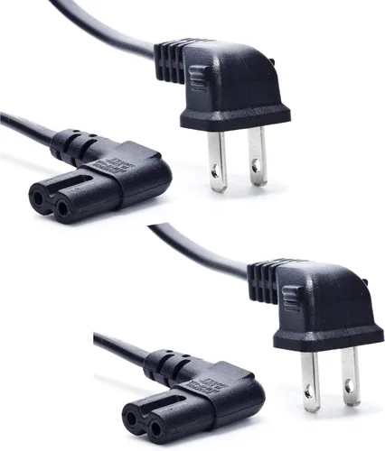 Vista 9 de Cable de alimentación de TV compatible con Samsung TV, Ancable de 6 pies y 90 grados en ángulo de 2 clavijas, cable de TV C7 compatible con Samsung