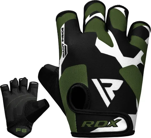Vista 7 de RDX Guantes de levantamiento de pesas para gimnasio, entrenamiento de fitness, palma acolchada antideslizante, equipo de entrenamiento de fuerza