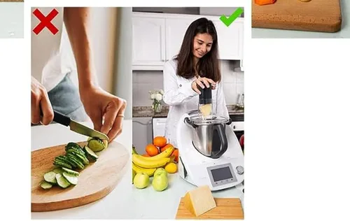 Vista 8 de Rallador multifuncional de verduras y queso, cortador grueso y fino, adecuado para Thermomix TM6, pelador de verduras, juego de acero inoxidable