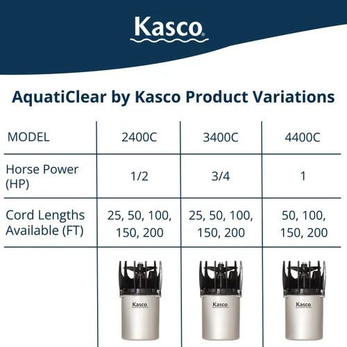 Vista 3 de Kasco AquatiClear Bomba de circulación de agua, 1/2 HP 120V con cable de alimentación eléctrica de 25 pies, bomba de circulación de agua resistente