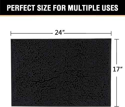Vista 2 de H.VERSAILTEX Tapete de baño de felpilla de lujo negro de 17 x 24 pulgadas, paquete de 2 alfombras de baño de 32 x 20 pulgadas y 20 x 20 pulgadas