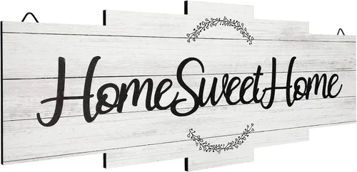 Vista 10 de Jetec Letrero de madera "Home Sweet Home", decoración rústica de pared para habitación, placa de madera estilo granja para colgar en la pared