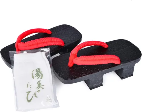 Vista 2 de Azumasun Zuecos japoneses de madera con calcetines Tabi para hombres y mujeres
