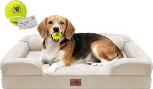 Vista 24 de Cama ortopédica impermeable para perros medianos y grandes Beige