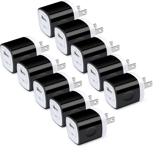 Vista 10 de Enchufe de pared USB, 10 unidades, 1A/5 V, adaptador de corriente de bloque 2-BLANCO