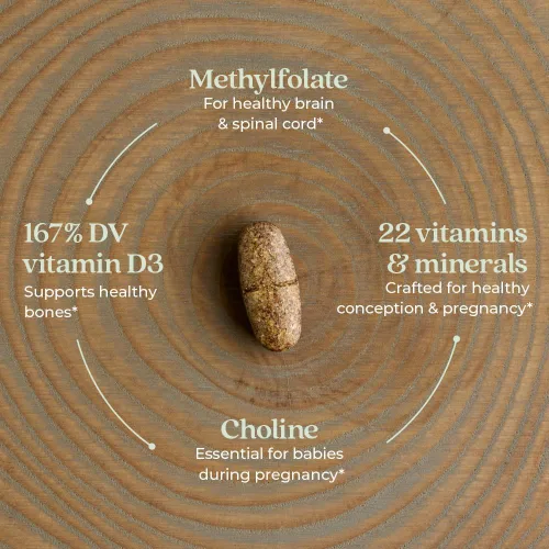 Vista 3 de New Chapter Vitaminas prenatales multivitamínico prenatal con metilfolato + colina para mamá saludable bebé, uno diario, 30
