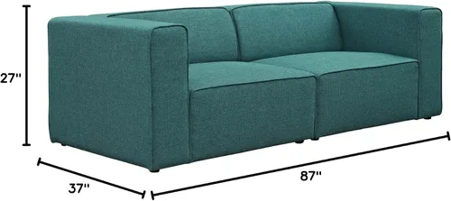 Vista 2 de Modway Mingle - Juego de sofá modular moderno y contemporáneo de 2 piezas, color verde azulado