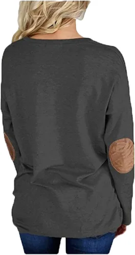 Vista 3 de Pink Queen - Blusa suelta de mujer con cuello redondo, camiseta de manga murciélago con parches