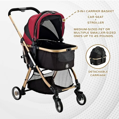 Vista 2 de Pista - Cochecito 3 en 1 superligero, carrier, asiento de coche para mascotas
