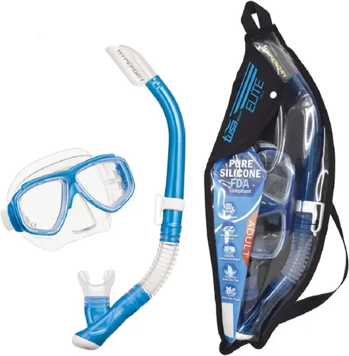 Vista 9 de TUSA Sport Combo de máscara esplendiva y esnórquel para adultos Negro/Negro (con bolsa reutilizable)