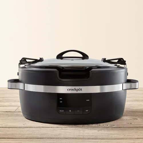 Vista 6 de Crock-Pot Thermoshield - Olla de cocción lenta con asas de fácil transporte, olla de cocción lenta manual de 6 cuartos de galón, color negro