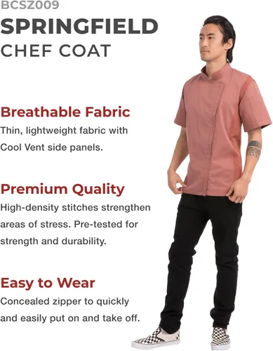 Vista 3 de Chef Works Springfield - Abrigo de chef para hombre