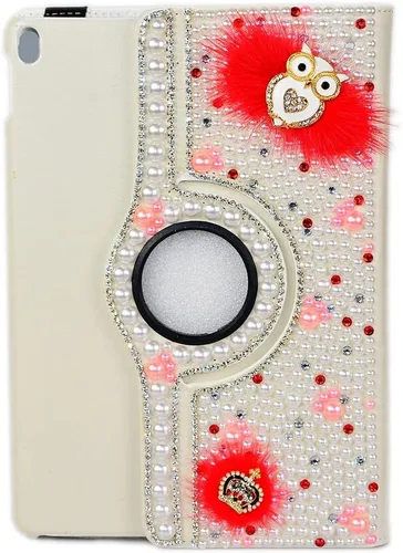 Vista 2 de Bling - Funda compatible con Samsung Galaxy Tab A9 (2023) – Elegante – 3D hecha a mano con corona de cristal de búho nocturno giratorio de 360