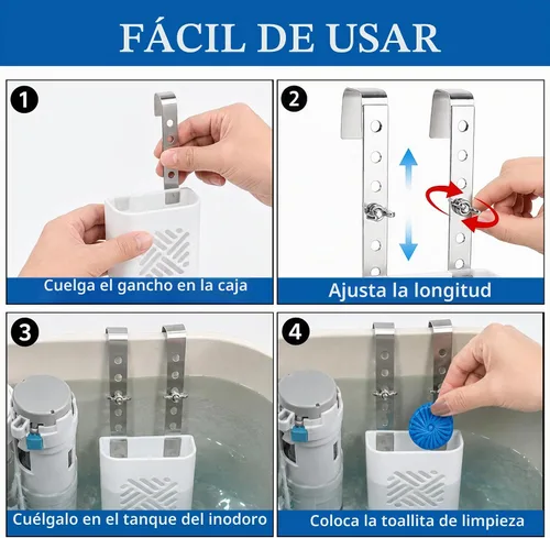 Vista 4 de Adjustble Toilet Tank Cleaning Tablet Holder, Bleach Tablets Bracket