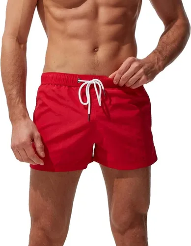 Vista 3 de Mens Summer Casual Short Pants Classic Fit Wide Legs Swim Trunks Outdoor Beach Pant Adjustable Drawstring
