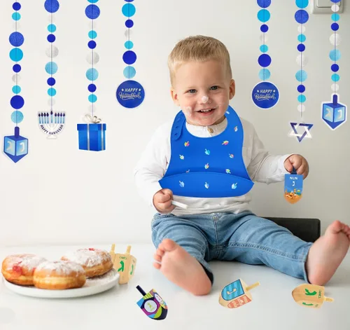 Vista 2 de The Dreidel Company Babero para bebé Hanukkah
