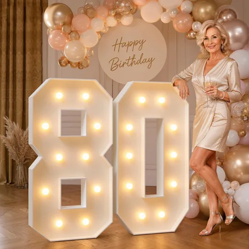 Vista 45 de imprsv Letras iluminadas grandes de 3 pies, letras iluminadas de marquesina para fiesta de cumpleaños (3 pies, letra y )