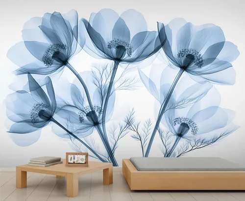 Vista 16 de Mural de pared floral retro, papel tapiz rústico floral de bar, flores abstractas 3D, impermeable, para cafetería, restaurante, sala de estar