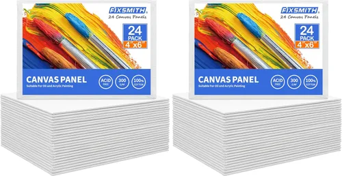 Vista 22 de Tableros de lienzo para pintar de 3 x 5 pulgadas, paquete de 24 mini lienzos, paneles de lienzo blanco en blanco, 100% algodón imprimado