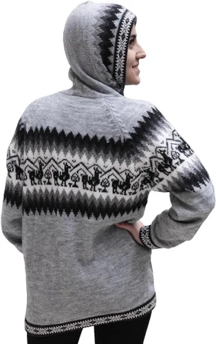 Vista 3 de Little Llamas Sudadera con capucha de lana de alpaca con capucha