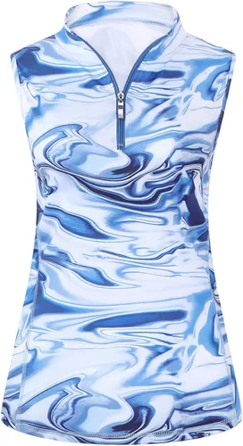 Vista 2 de Viracy Camiseta sin mangas con cremallera para mujer, de secado rápido, para entrenamiento de golf