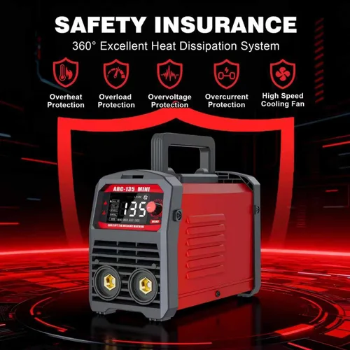 Vista 6 de Soldador de palo, máquina de soldadura portátil ARC 135 110V, máquina de soldadura TIG de palo/elevación 2 en 1 con pantalla LED grande, inversor