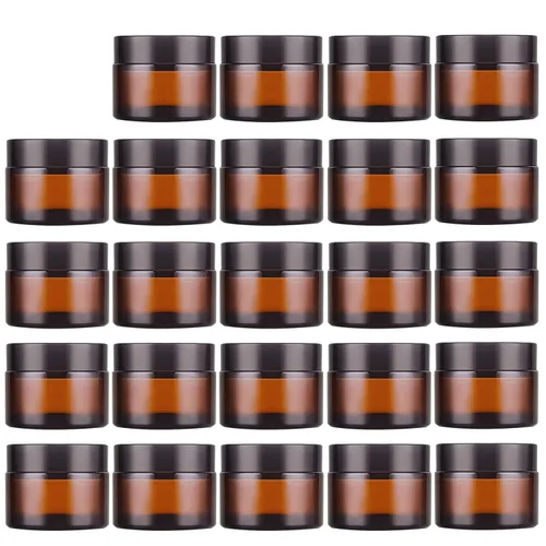 Vista 7 de Lil Ray - Tarros de crema de vidrio vacíos ámbar de 1 onza 12PCS Reusable Round Containers Jars for Facial Cream, Eye Cream with Black Lid, DIY