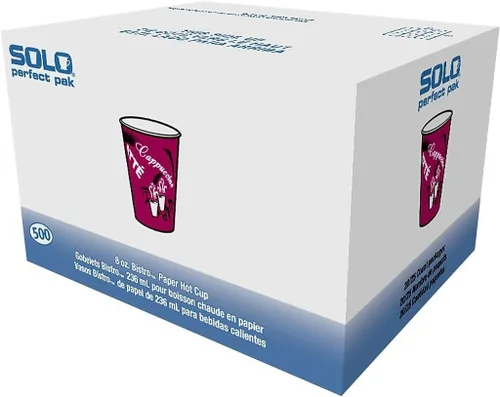 Vista 2 de SOLO Bistro® Hot Cups, 8 onzas, multicolor, 500/caja (OF8BI-0041)