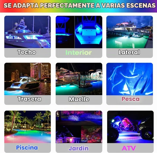Vista 6 de HUSUKU SOOP3 PRO 2000LM 60LED - Lámpara impermeable para embarcación, luz ultraclara, elevada intensidad, Azul Waterproof 316 Stainless Steel Trim