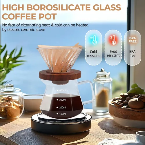 Vista 4 de Verter sobre cafetera 13.5 fl oz vidrio borosilicato goteo