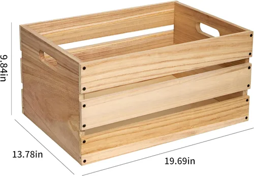 Vista 2 de Cajas de madera de gran tamaño de 20" de largo para almacenamiento, cajas de leche de madera de color tronco de granja, adecuadas para bricolaje