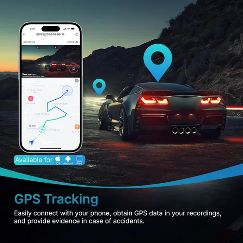 Vista 5 de Miofive S1 E 4K Dash Cam frontal - Cámara de tablero de instrumentos de coche UHD 2160P con IPS de 3 pulgadas Built-in WiFi, GPS Tracking, Smart