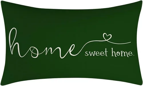 Vista 8 de Fundas decorativas de almohada estilo casa de campo con texto "Home Sweet Home", de 12 x 20 pulgadas, funda de almohada para decorar, regalo